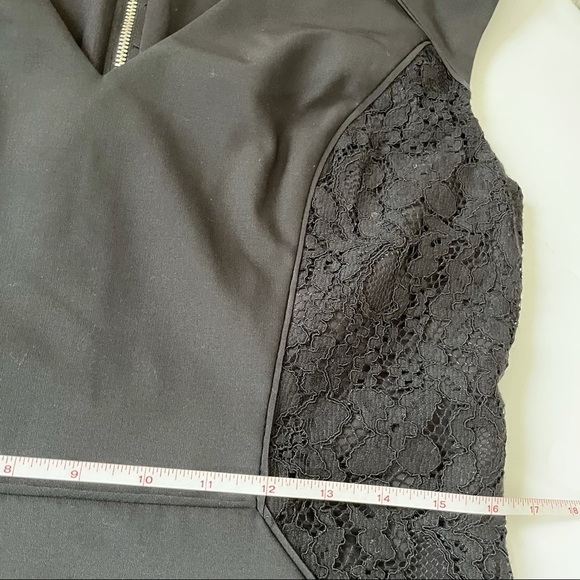 Rebecca Taylor Black Lace Side V Neck Dress sz 12 - Picture 12 of 16